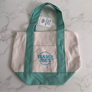 Trader Joe’s Mini Canvas Tote Bag Pastel Green New with Tags Limited Edition